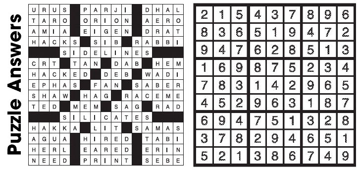 Puzzle Answers ….
