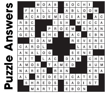 Puzzle Answers ….