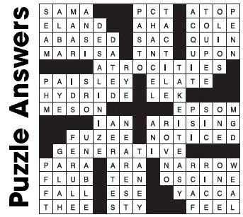 Puzzle Answers ….