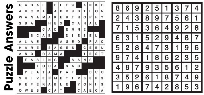 Puzzle Answers ….