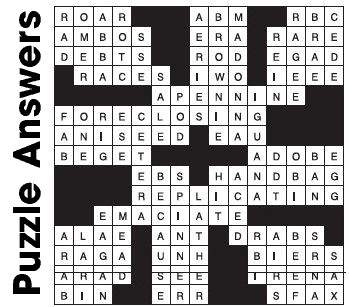 Puzzle Answers ….