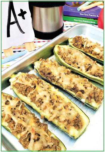 Give your kids an A+ Back to School Lunch  with Sausage Stuffed Zucchini Boats