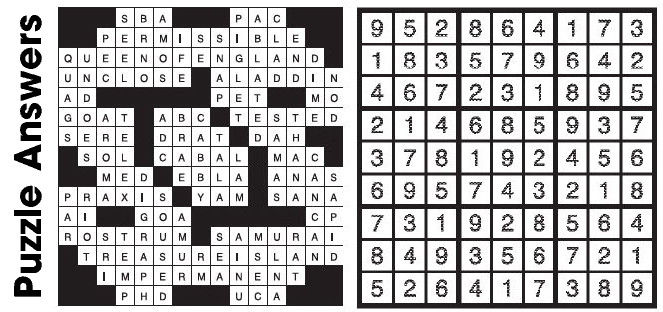 Puzzle Answers ….