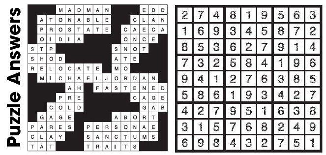 Puzzle Answers ….