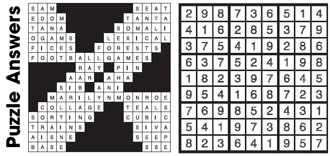 Puzzle Answers ….