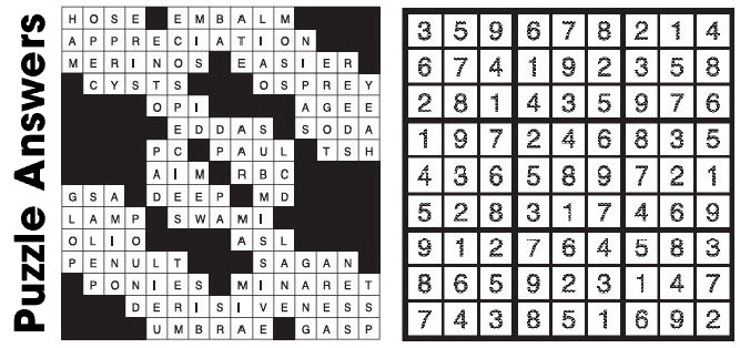 Puzzle Answers ….