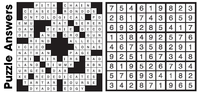 Puzzle Answers ….