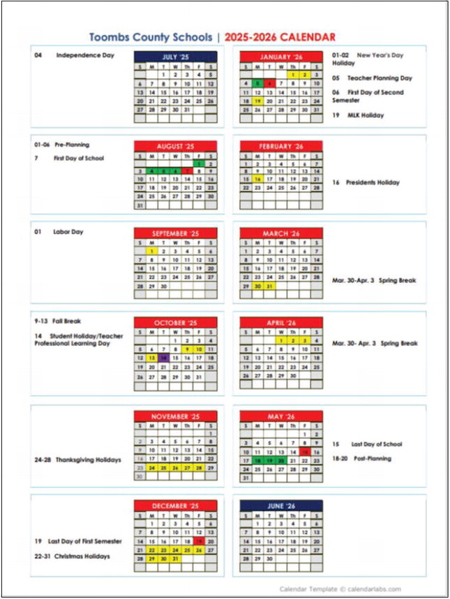 Toombs County Schools  Elementary Dress Code  (Grades K-5) 2025-2026