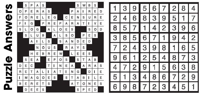 Puzzle Answers ….