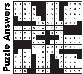 Puzzle Answers ….