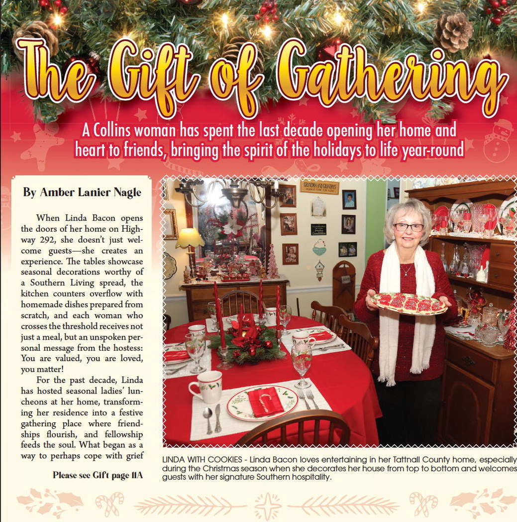 A Collins woman has spent the last decade opening her home and heart to friends, bringing the spirit of the holidays to life year-round