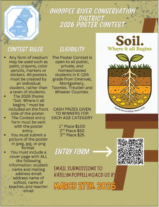 Ohoopee River Soil and Water  Conservation District Now Accepting  Entries for Poster Contest