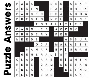 Puzzle Answers ….