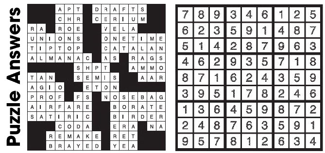 Puzzle Answers ….