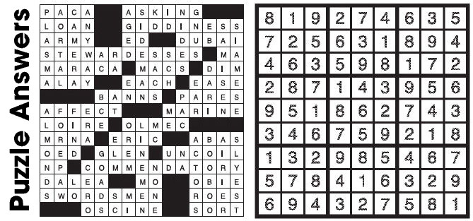 Puzzle Answers ….