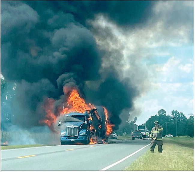 Tractor Trailer Burns in Higgston